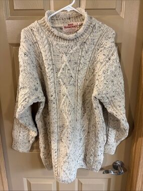 100% Wool Cream Irish Homecraft Cable Knit Sweater